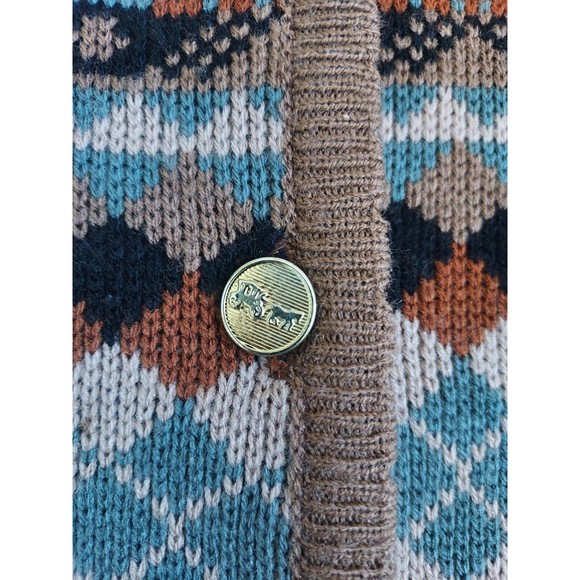 Ladies Tally-Ho Diamond Pattern Fall Colors Button Down Sweater W/Pockets Size L - Picture 3 of 8